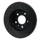 R1 82-90 Volvo 760 Series Front Left Drilled & Slotted Black Brake Rotor