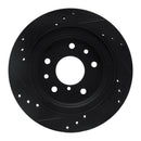 R1 86-91 Mazda RX-7 Rear Right Drilled & Slotted Black Brake Rotor