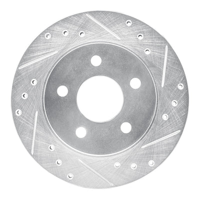 R1 93-98 Ford Thunderbird Rear Right Drilled & Slotted Silver Brake Rotor