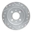 R1 86-98 Saab 9000 Rear Left Drilled & Slotted Silver Brake Rotor