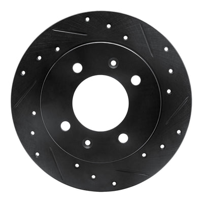 R1 97-06 Hyundai Tiburon Rear Right Drilled & Slotted Black Brake Rotor