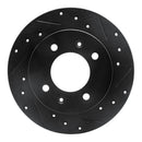 R1 97-06 Hyundai Tiburon Rear Right Drilled & Slotted Black Brake Rotor