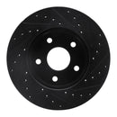 R1 99-04 Jeep Grand Cherokee Front Left Drilled & Slotted Black Brake Rotor
