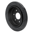 R1 10-24 Infiniti QX56 Rear Left Drilled & Slotted Black Brake Rotor