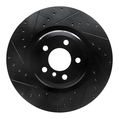 R1 09-19 BMW 750LI Rear Left Drilled & Slotted Black Brake Rotor