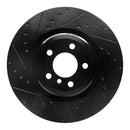 R1 09-19 BMW 750LI Rear Left Drilled & Slotted Black Brake Rotor