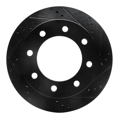 R1 99-05 Ford F-350 Super Duty 2WD Rear Right Drilled & Slotted Black Brake Rotor
