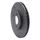 R1 00-09 Honda S2000 Front Right Drilled & Slotted Black Brake Rotor
