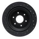 R1 17-24 Nissan Titan Rear Right Drilled & Slotted Black Brake Rotor