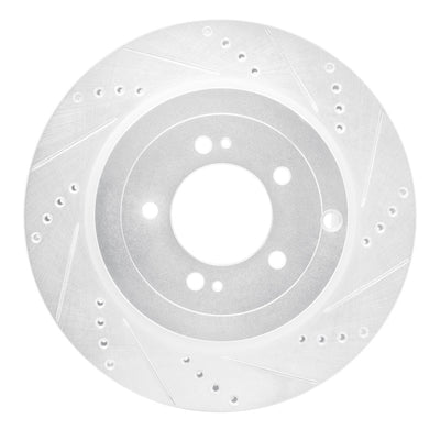 R1 08-15 Mitsubishi Lancer Rear Right Drilled & Slotted Silver Brake Rotor