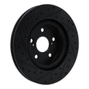 R1 18-25 Lexus UX250h Front Right Drilled & Slotted Black Brake Rotor