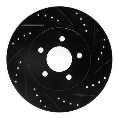 R1 05-14 Ford Mustang Rear Right Drilled & Slotted Black Brake Rotor