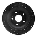 R1 05-17 Honda Accord Rear Left Drilled & Slotted Black Brake Rotor