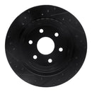 R1 00-14 Cadillac Escalade ESV Rear Right Drilled & Slotted Black Brake Rotor