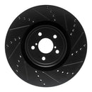 R1 03-25 Subaru Impreza Front Right Drilled & Slotted Black Brake Rotor