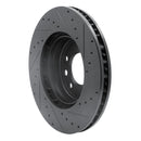 R1 03-18 Porsche Cayenne Right Front Drilled & Slotted Black Brake Rotor