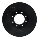 R1 12-21 Nissan NV1500 Front Left Drilled & Slotted Black Brake Rotor