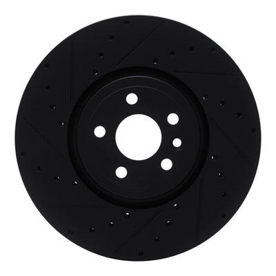 R1 2017-2020 Jaguar F-Pace Front Left Drilled & Slotted Black Brake Rotor