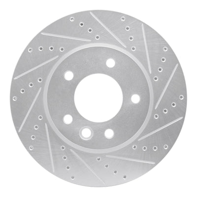 R1 03-18 Porsche Cayenne Right Front Drilled & Slotted Silver Brake Rotor