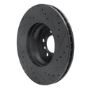 R1 02-08 BMW 745LI Front Left Drilled & Slotted Black Brake Rotor
