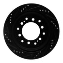 R1 01-09 Lexus GX470 Rear Right Drilled & Slotted Black Brake Rotor