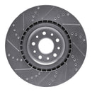 R1 14-19 Fiat 500L Front Right Drilled & Slotted Silver Brake Rotor