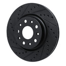 R1 18-25 Jeep Wrangler Front Left Drilled & Slotted Black Brake Rotor