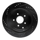 R1 2003-2024 Infiniti FX37 Rear Right Drilled & Slotted Black Brake Rotor