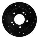 R1 11-25 Hyundai Kona Rear Drilled & Slotted Black Brake Rotor Set