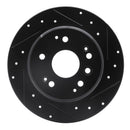 R1 99-11 Acura TL Rear Drilled & Slotted Black Brake Rotor Set