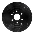 R1 07-17 Buick Enclave Rear Right Drilled & Slotted Black Brake Rotor