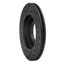 R1 87-99 Hyundai Excel Front Right Drilled & Slotted Black Brake Rotor