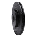 R1 13-24 Infiniti Q60 Front & Rear Drilled & Slotted Black Brake Rotor Set