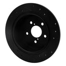 R1 05-09 Subaru Legacy Rear Left Drilled & Slotted Black Brake Rotor