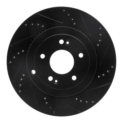 R1 10-16 Hyundai Genesis Coupe Rear Right Drilled & Slotted Black Brake Rotor