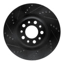 R1 2017-2025 Alfa Romeo Stelvio Front Right Drilled & Slotted Black Brake Rotor