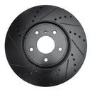 R1 05-14 Infiniti FX35 Front Left Drilled & Slotted Black Brake Rotor