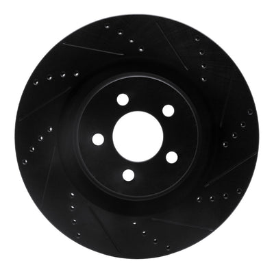 R1 05-23 Chrysler 300 Front Right Drilled & Slotted Black Brake Rotor
