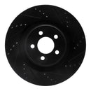 R1 05-23 Chrysler 300 Front Right Drilled & Slotted Black Brake Rotor