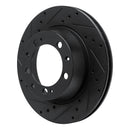 R1 86-95 Porsche 928 Rear Left Drilled & Slotted Black Brake Rotor