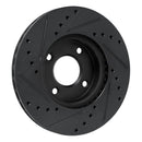 R1 17-25 Nissan Versa Front Right Drilled & Slotted Black Brake Rotor