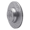 R1 12-18 BMW 330e Front Right Drilled & Slotted Silver Brake Rotor