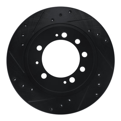 R1 83-89 Chrysler Conquest Rear Left Drilled & Slotted Black Brake Rotor