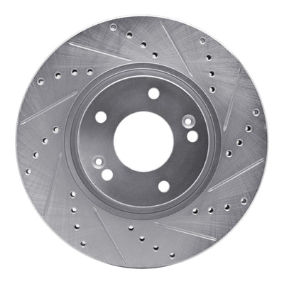 R1 05-24 Hyundai TUCSON Front Right Drilled & Slotted Silver Brake Rotor