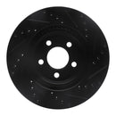 R1 05-23 Chrysler 300 Front Left Drilled & Slotted Black Brake Rotor
