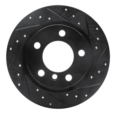 R1 11-16 Mini Cooper Countryman Rear Right Drilled & Slotted Black Brake Rotor