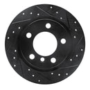 R1 11-16 Mini Cooper Countryman Rear Right Drilled & Slotted Black Brake Rotor