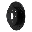 R1 06-18 Lexus HS250H Rear Left Drilled & Slotted Black Brake Rotor