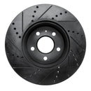 R1 08-25 Audi A4 Quattro Front Right Drilled & Slotted Black Brake Rotor