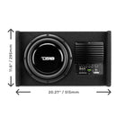 DS18 Single 10in Shallow Subwoofer & Enclosure 300 Watt RMS Downfiring Sealed Black Carpet Amplified